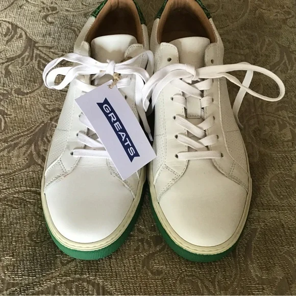 GREATS Women’s Sneakers in White with Green Soles - Picture 2 of 8